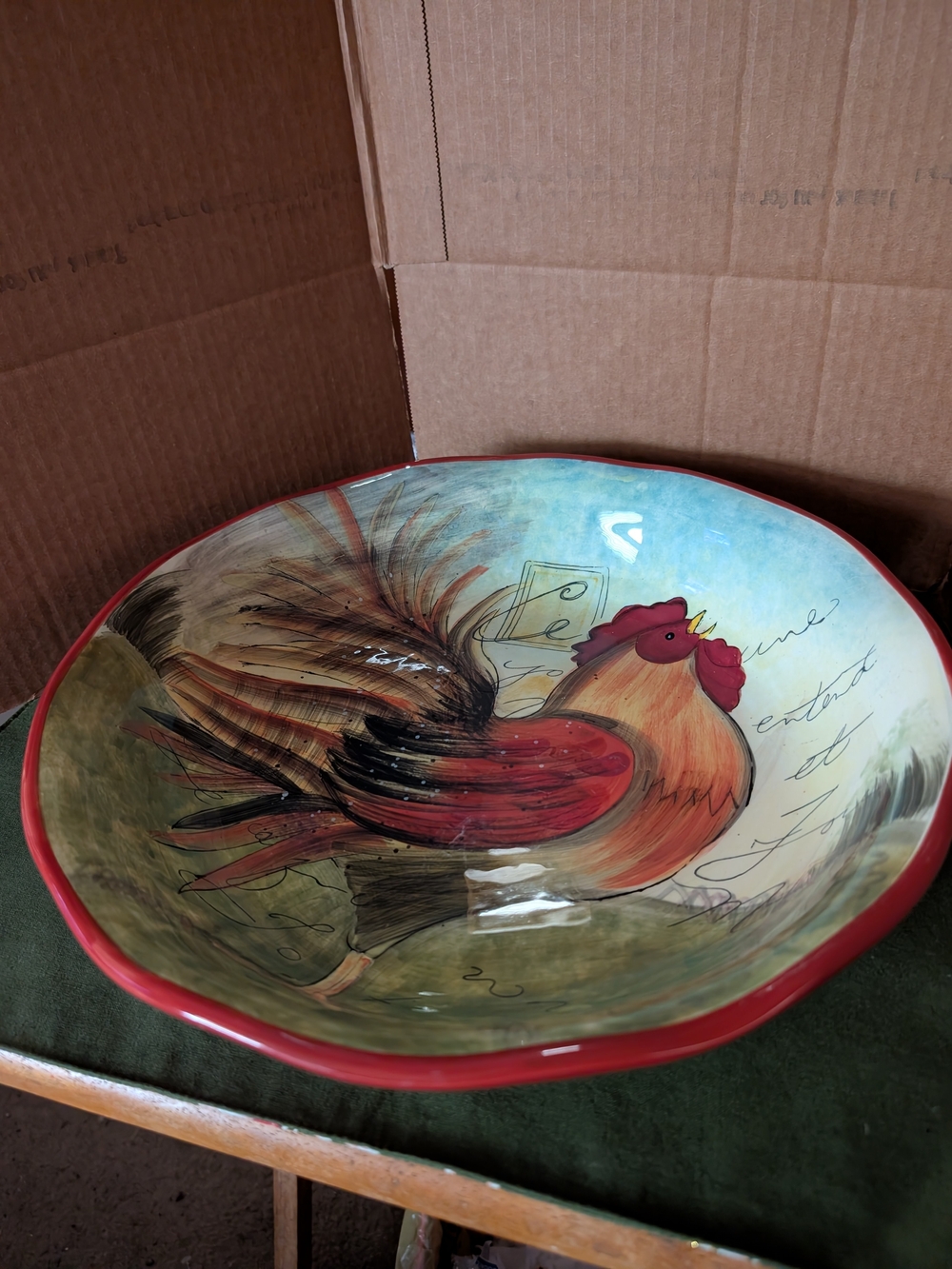 Certified International Rooster Serving Bowl in Red and Multi-Color